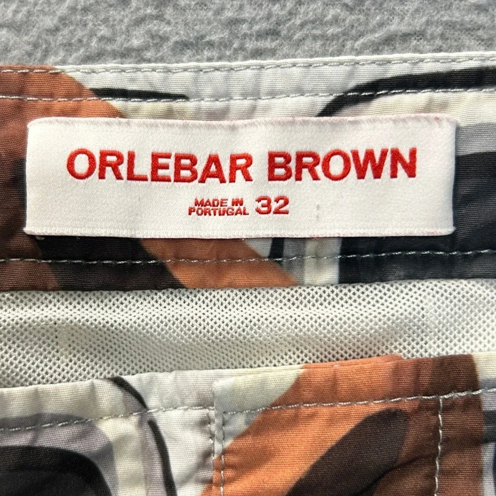 Orlebar Graphic Swim Trunks Brown Mens Size 32 Multicolor Swim Shorts Portugal